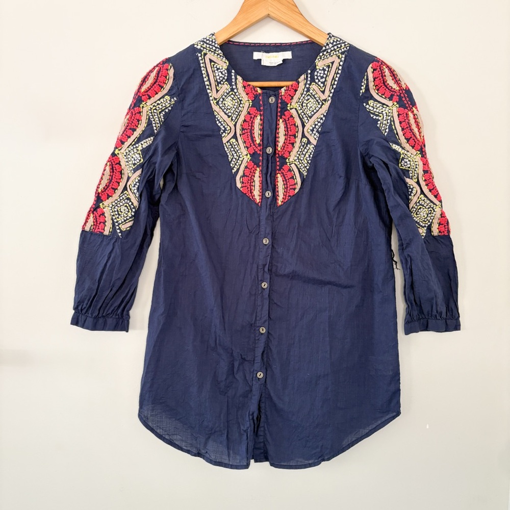 Anthropologie Hei Hei Agonda Embroidered Peasant Blouse Size‎ 2 (UK 8) Boho